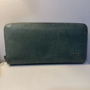 Velez Green Zip Around Leather Wallet